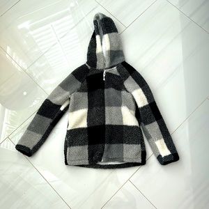 ⭐️Cat and Jacket, Girls buffalo plaid, hooded, zip up Sherpa